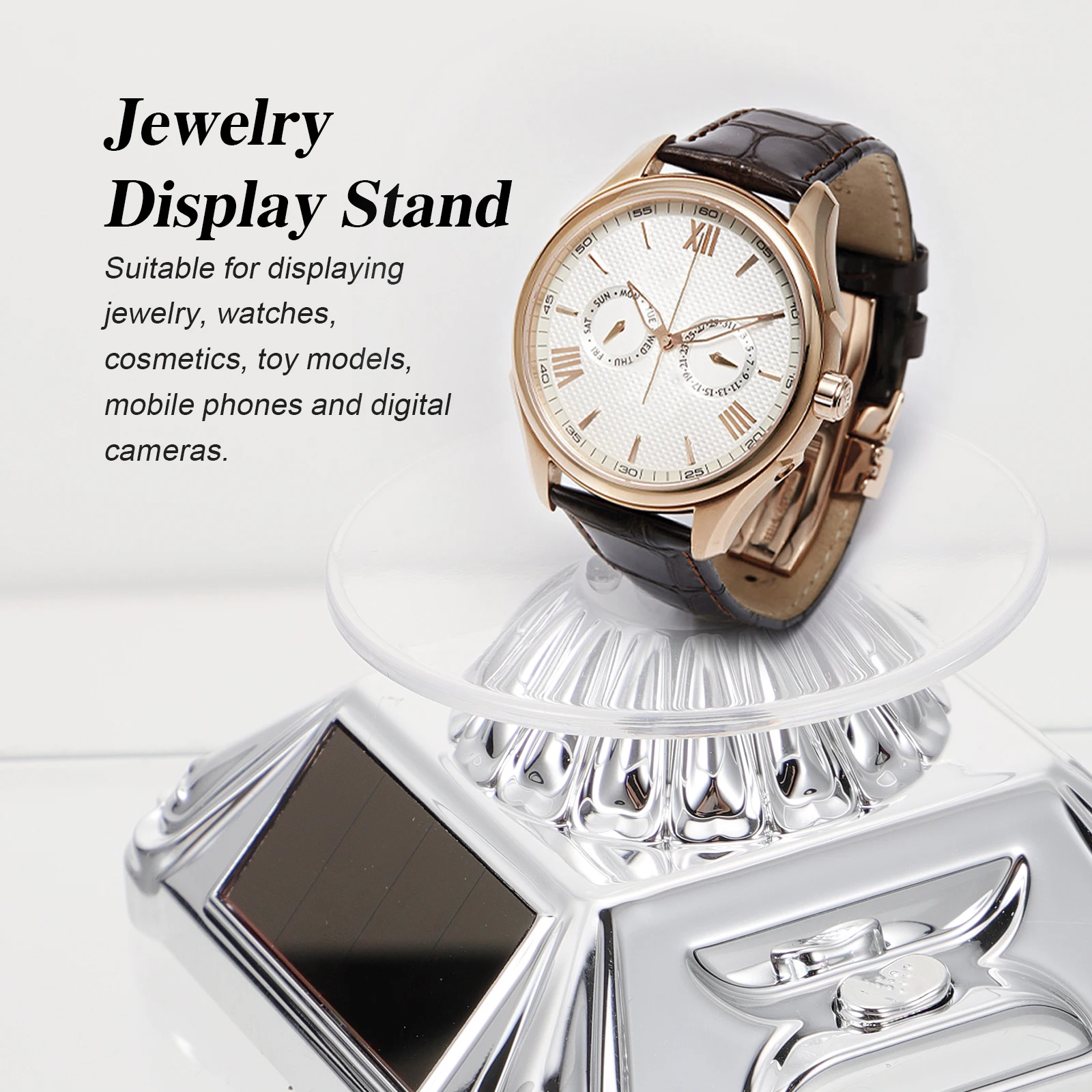 

1 шт. проигрыватель часов солнечная вращающаяся подставка ювелирная стойка солнечная вращающаяся подставка домашняя стойка для ювелирных изделий Декор дисплей