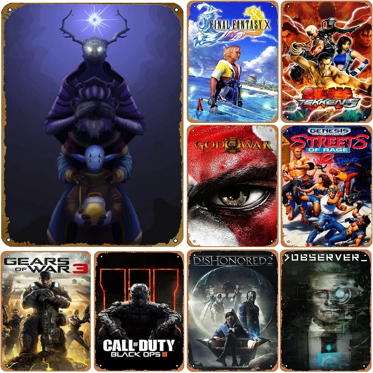 Placa de carteles de estaño de Metal Vintage, carteles artísticos de pared para videojuegos, pintura de hierro para hombre, cueva, hogar, cafetería, sala de juegos, Club, Bar, decoración