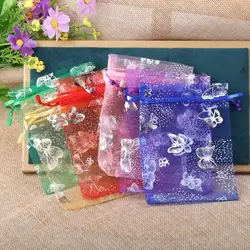 50pcs/lot Organza Bag Gift Bag Butterfly Colorful Gifts Pouches For Wedding Party Candy Bag  Jewelry Packing Wholesale