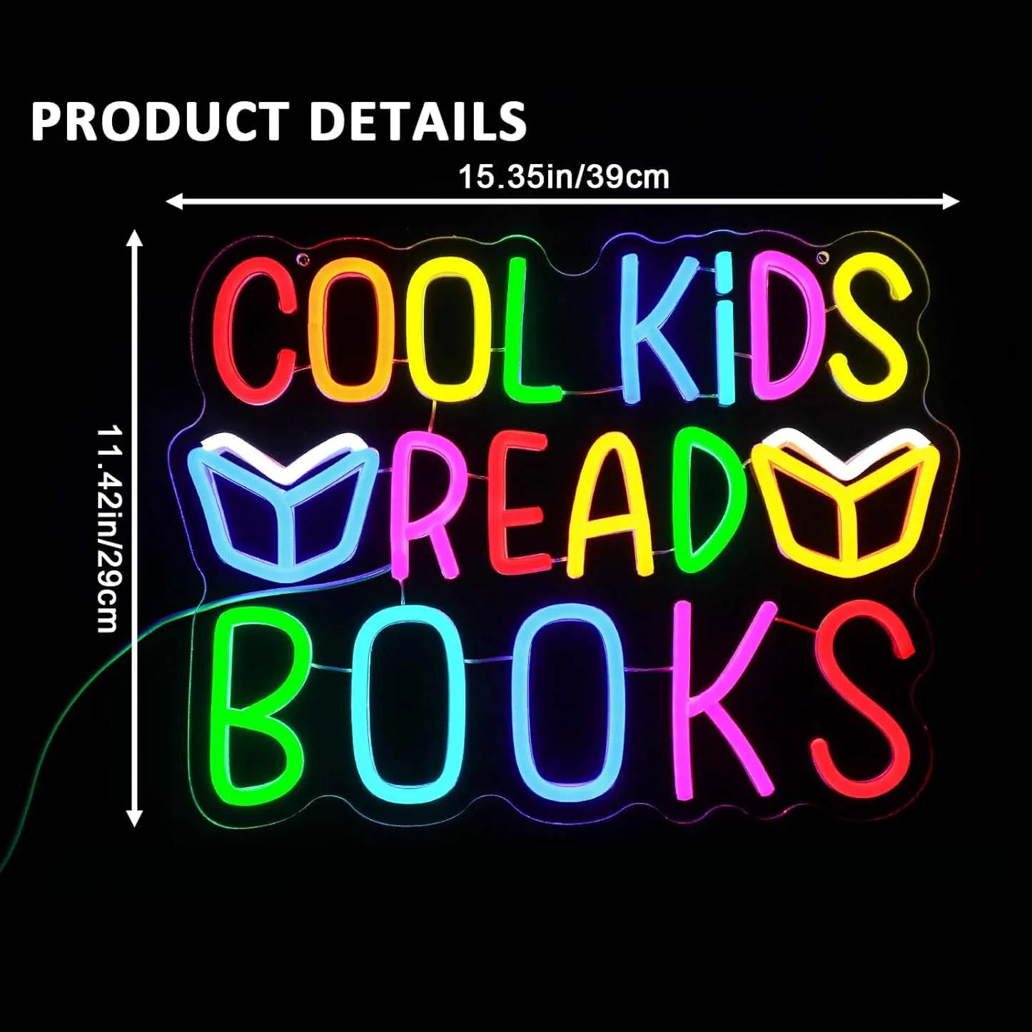 Cool Kids Read Books Neon Sign Dimmable Led Neon Light for Library Classroom Reading Study Room Book Children's Room Wall Decor