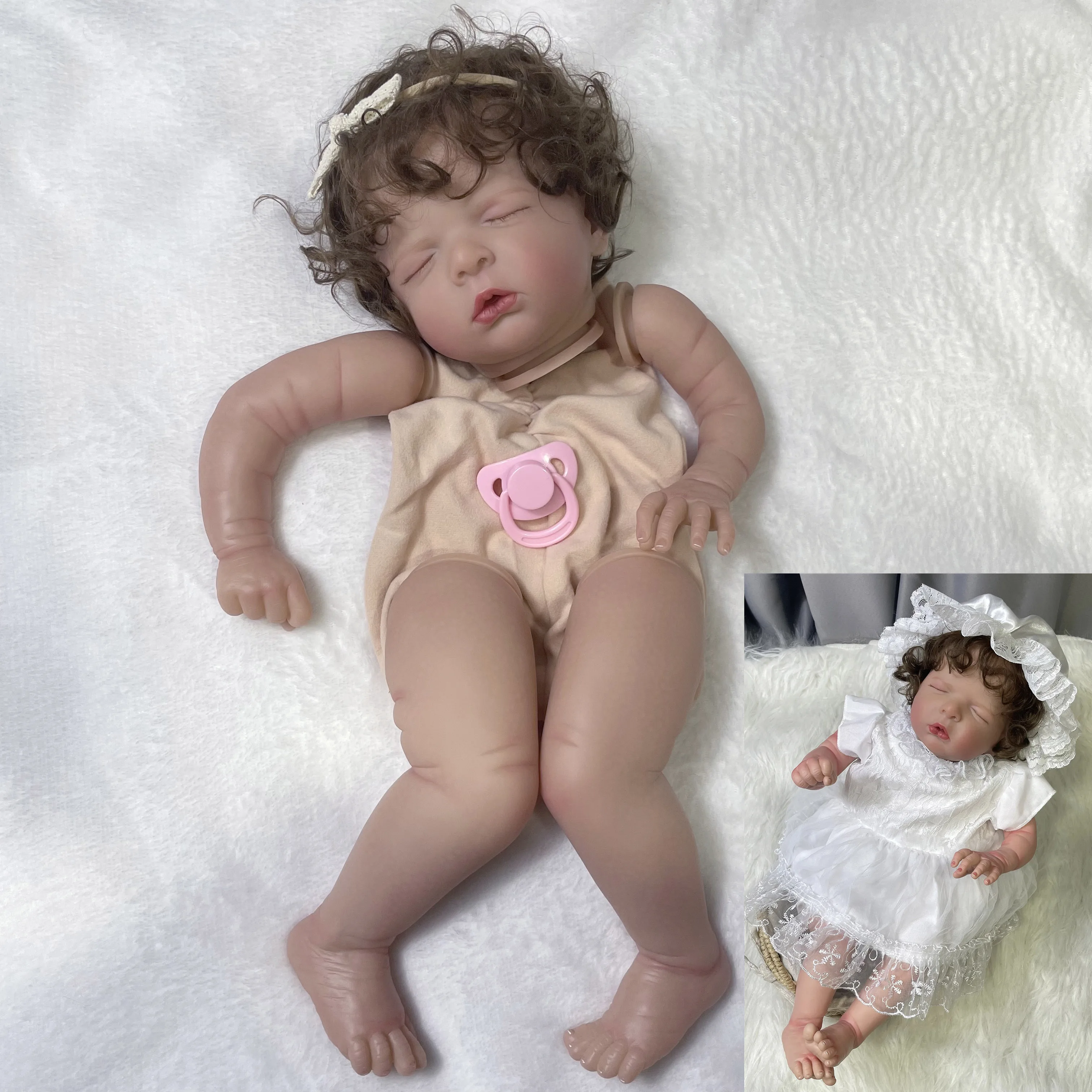 21Inch Luisa Lifelike Already Painted Bebe Reborn Doll Kit With Hair Transplant Handmade DIY Doll Parts Toys for Girls