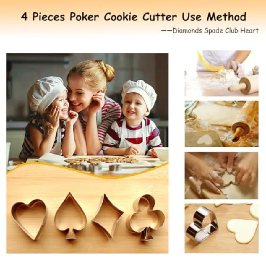 Ce Cutter4 Pieces Poker Stainless Steel Ce Cutters Playing Card Cake Biscuit Decorating Bakeware Tool Diamonds Spade Club Heart