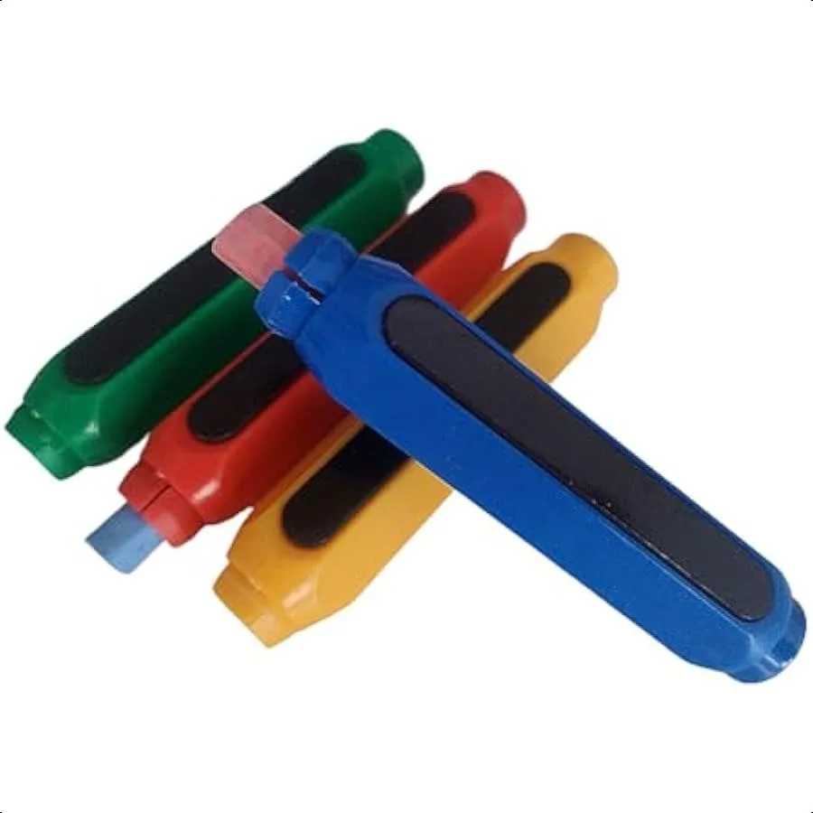

Plastic Magnetic Chalk Holders with Storage Case 4 Pack Blackboard Adjustable Chalk Clip Covers for Teachers School Office Draw