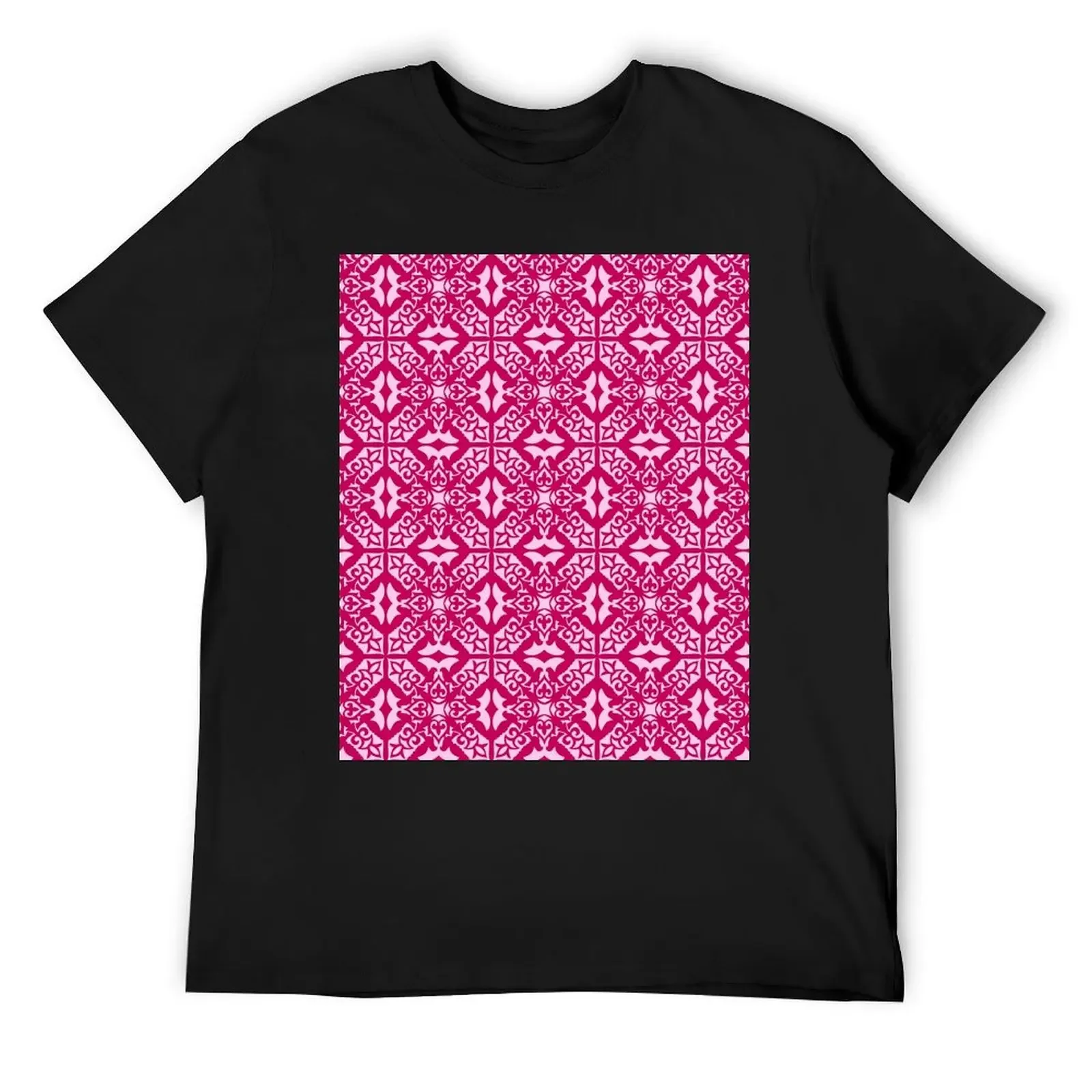 Moroccan Tile, Fuchsia and Light Pink T-Shirt anime plus size clothes graphics summer clothes Men's t shirts