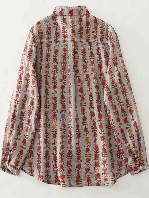 كارديجان نسائي أصيل جديد لخريف 2025، فضفاض بأكمام طويلة، مريح وقابل للتنفس، بطباعة زهور وتصميم فني عصري