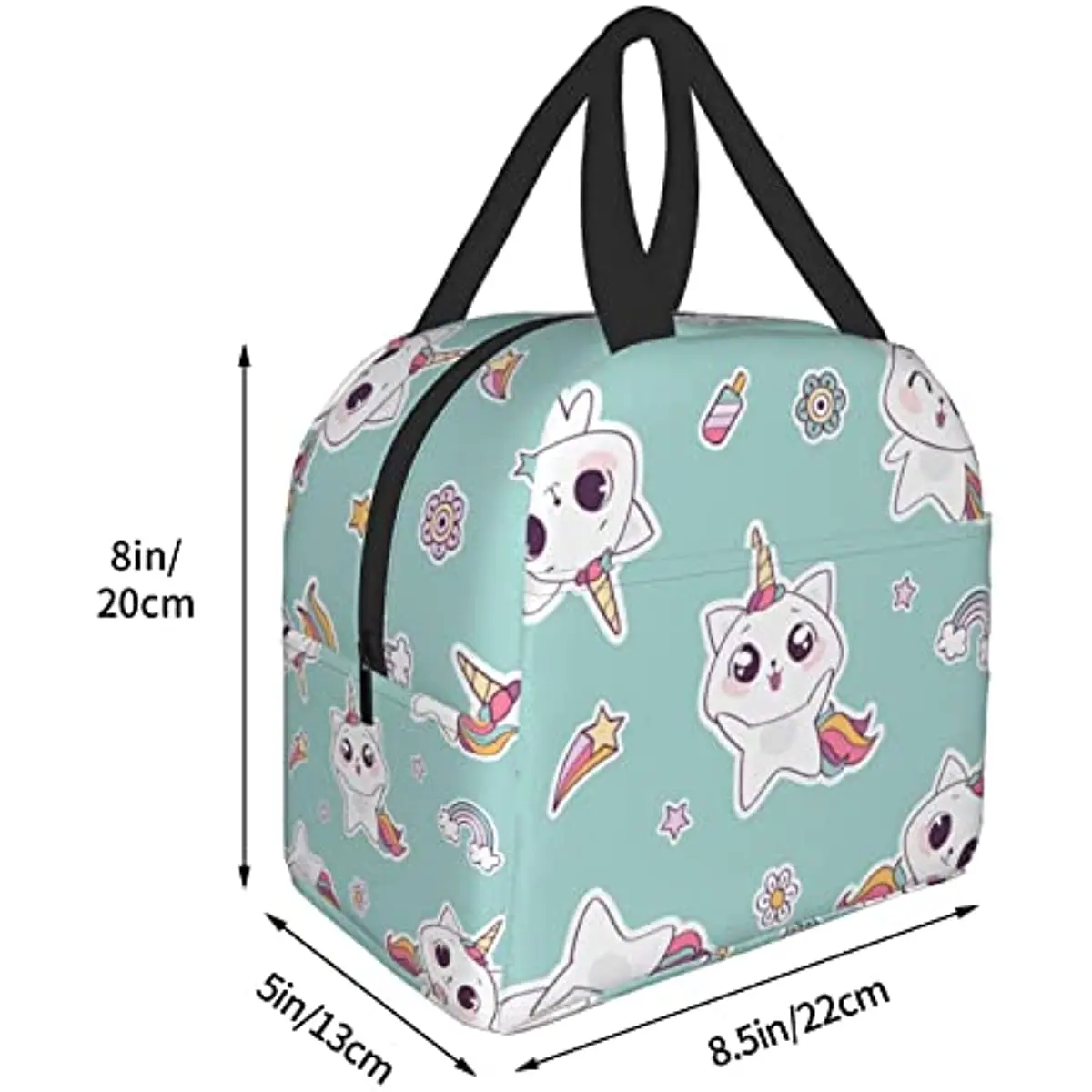 Cute Cat Rainbow Women Lunch Bag Insulated Cooler for Work Picnic Camping