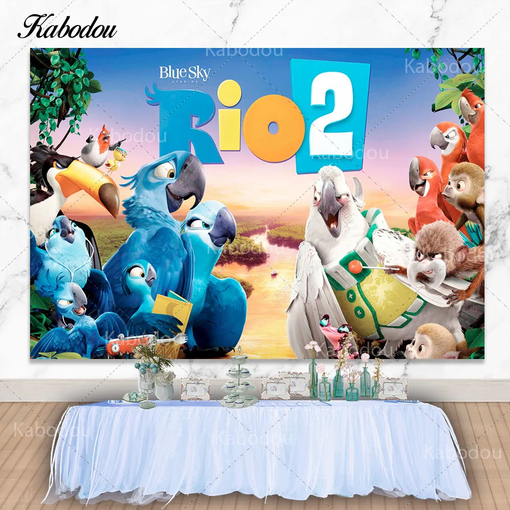 Rio 2 Blue Sky Photo Backdrop For Kids Birthday Baby Shower Disney Movie Blu Nigel In The Jungle Photography Background