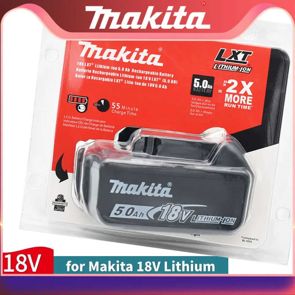 

100% Original Makita Rechargeable Power Tool Battery, Replaceable LED Lithium-ion, 5.0 Ah 18V LXT BL1860B BL1860BL1850 BL1830