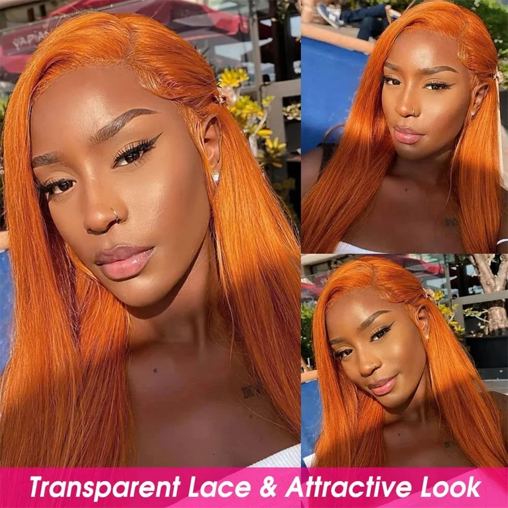 Orange Ginger Wig 13x6 Lace Frontal Human Hair Wigs 13x4 Bone Straight Lace Front Wig 4x4 Wig Brazilian Colored Wig