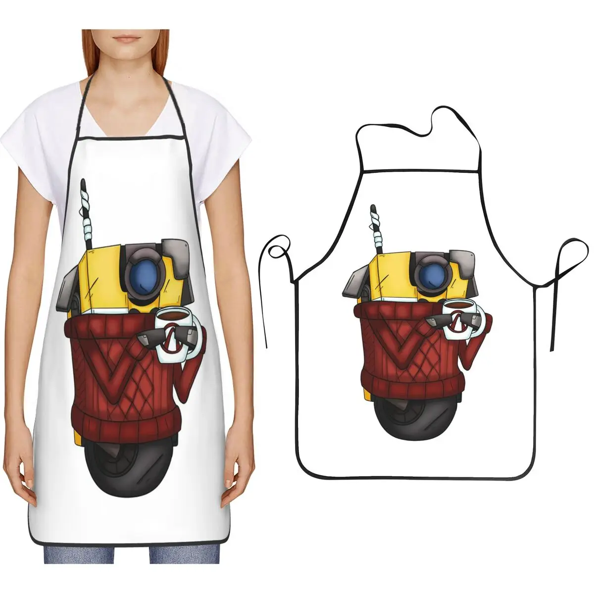 Avental de Cozinha Borderlands Cozy Sweater Claptrap para Culinária, Limpeza e Jardinagem, Unissex