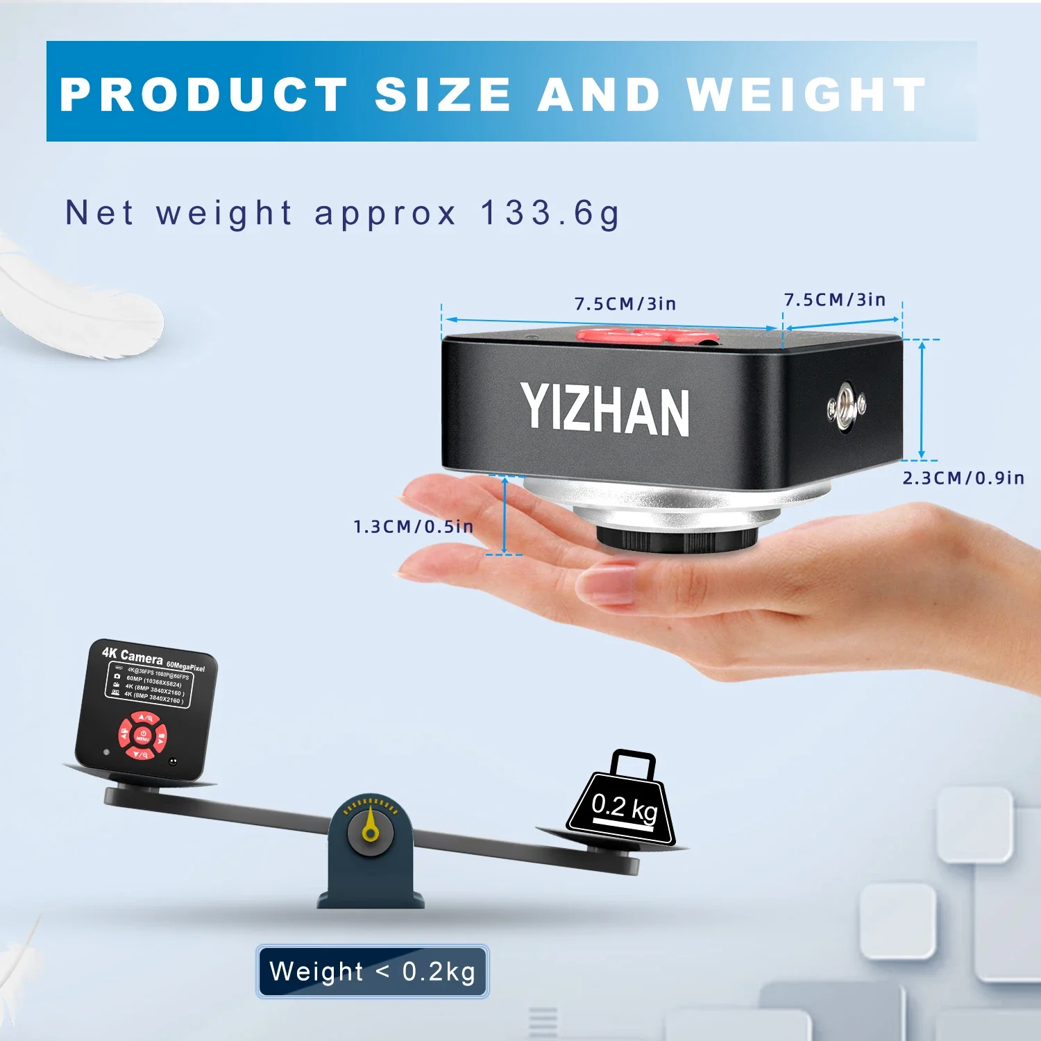 Yizhan 4K Digital Microscope For Soldering 1080P HDMI USB Industrial Microscope Camera, 150X Zoom Lens, 5-100cm Working Distance