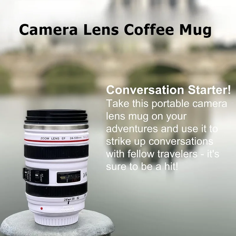 Camera Lens Coffee Mugs, Stainless Steel Camera Lens Cups, Unique Gift Idea for Photographers, Novelty Coffee Mugs for Christmas