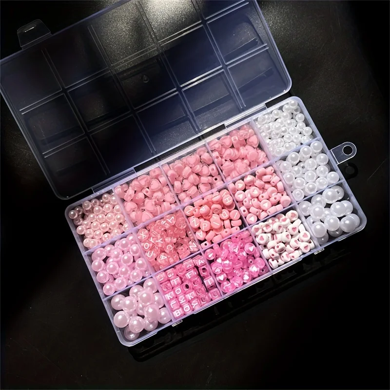 صندوق أبجدي وردي مكون من 10 قطع، خرز أكريليك، مجموعة صنع المجوهرات المصنوعة يدويًا، مجموعات صنع المجوهرات المختلفة بنفسك. #4