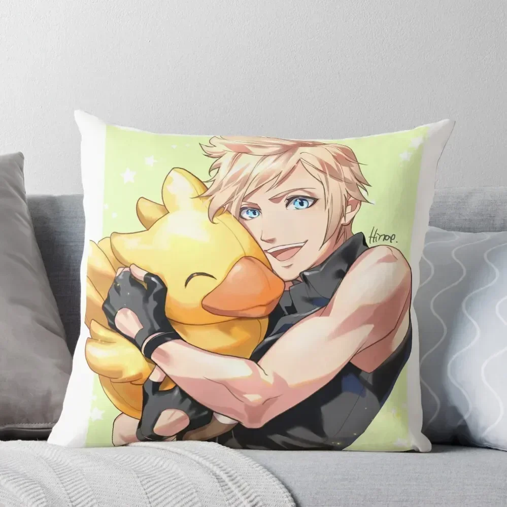 Prompto with stuffed Chocobo Throw Pillow Cushions Cover Decorative Sofa Cushion christmas ornaments 2025 pillow