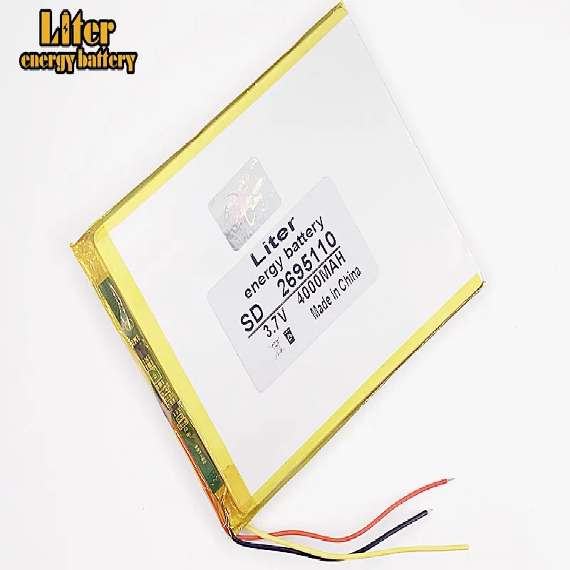 3 line 2695110 3.7V 4000MAH lithium polymer battery MP3 MP4 battery recorder Rechargeable batteries Tablet battery