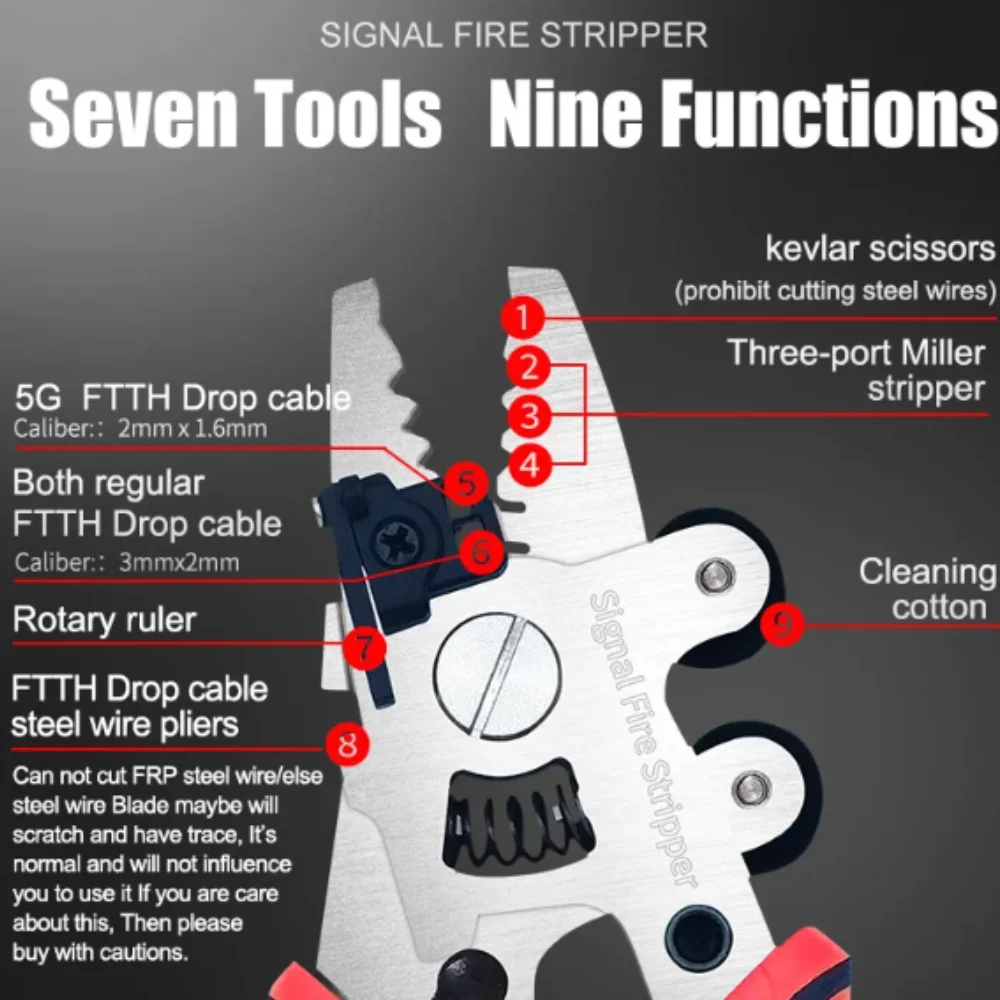 9 In 1 Fiber optic stripping pliers Signal Fire ZSQ-09 Optical Optic Fiber Stripper Scissors Wire Stripping Pliers