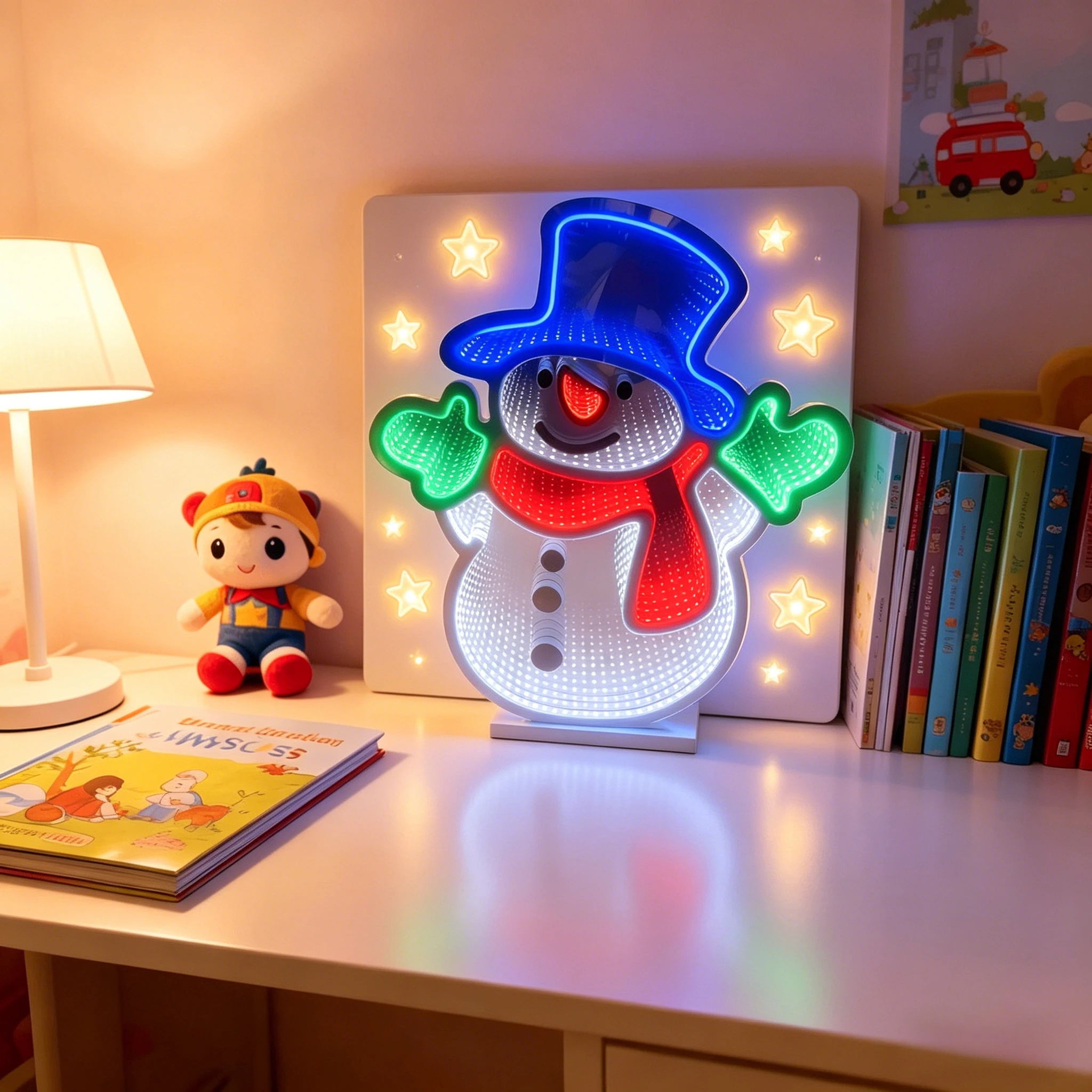 

Snowman Infinity Mirror Neon Sign for Wall Decor Christmas Tunnel Light Night Lights Mantel Table Centerpiece Lamp Xmas Decor