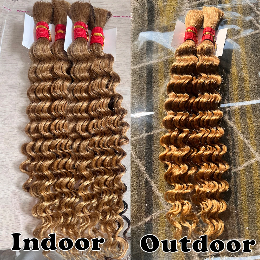 NABI Realshot Boho Braids ผมมนุษย์สีบลอนด์น้ําผึ้ง 27 #    การรวมกลุ่มถักเปียผม Deep Wave No Weft สําหรับร้านเสริมสวย