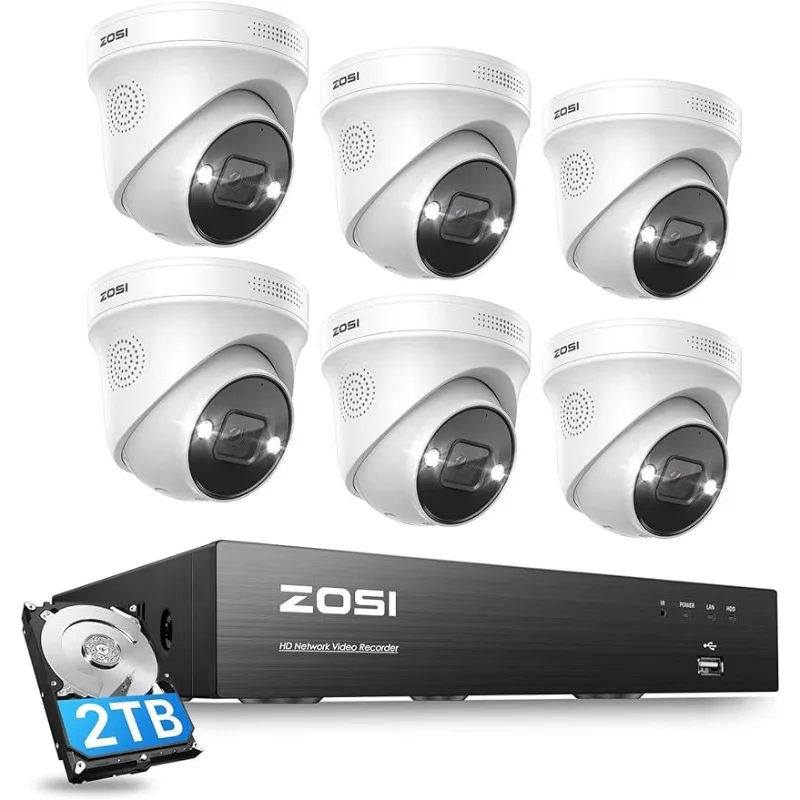 

Система камер видеонаблюдения ZOSI с прожектором 4K, 8 каналов, 6 проводных и наружных IP-камер 4K с 2-канальным аудио и ночным видением