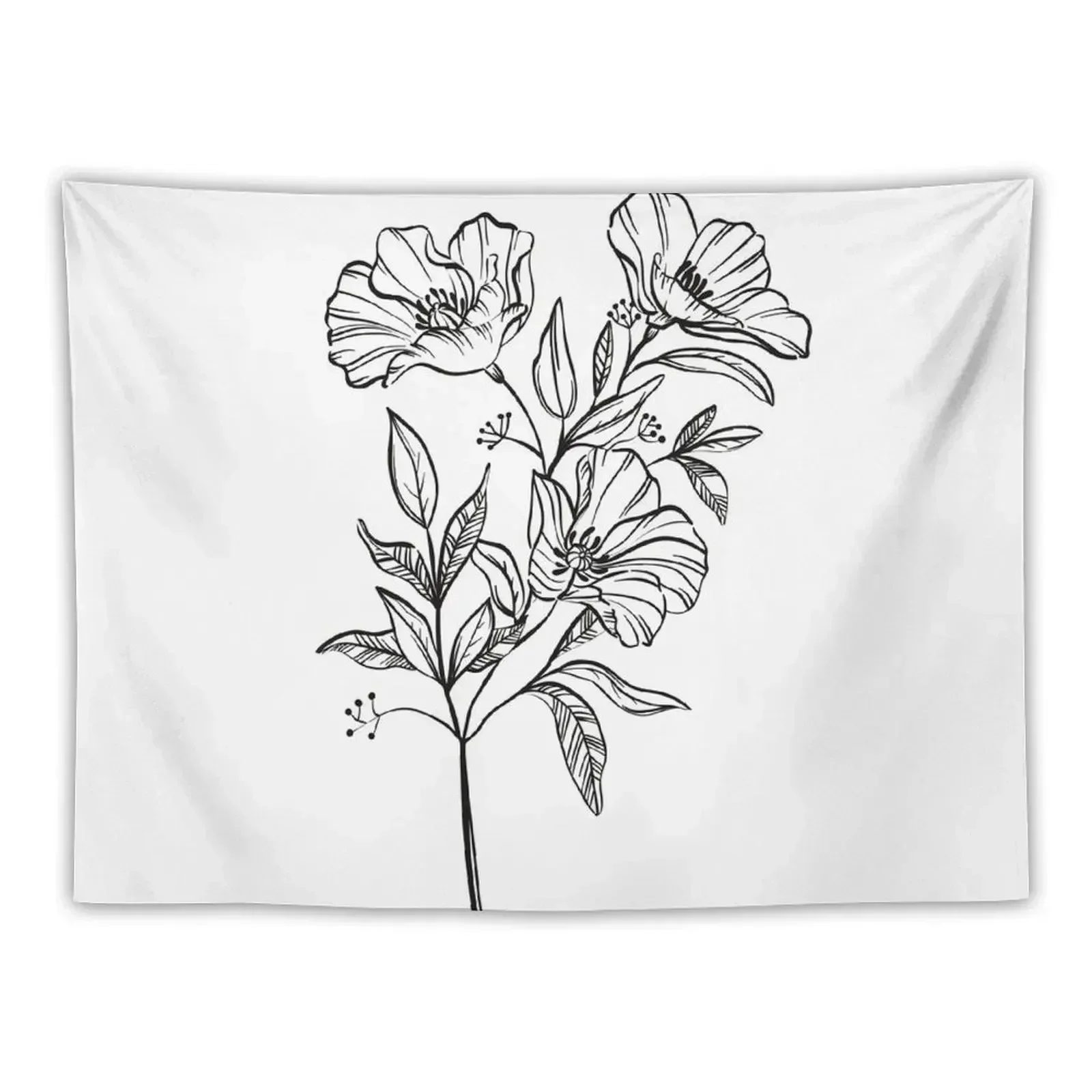 

Minimalistic Flower Stem Tapestry On The Wall Decoration For Rooms Tapestry