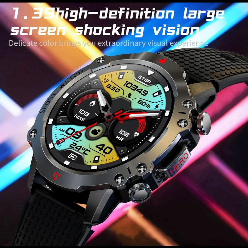 KR10 Smart Watches High Quality Bluetooth Call Smartwatch Men 1.39 Inch 360*360 HD Screen 100+ Sport Mode for Android