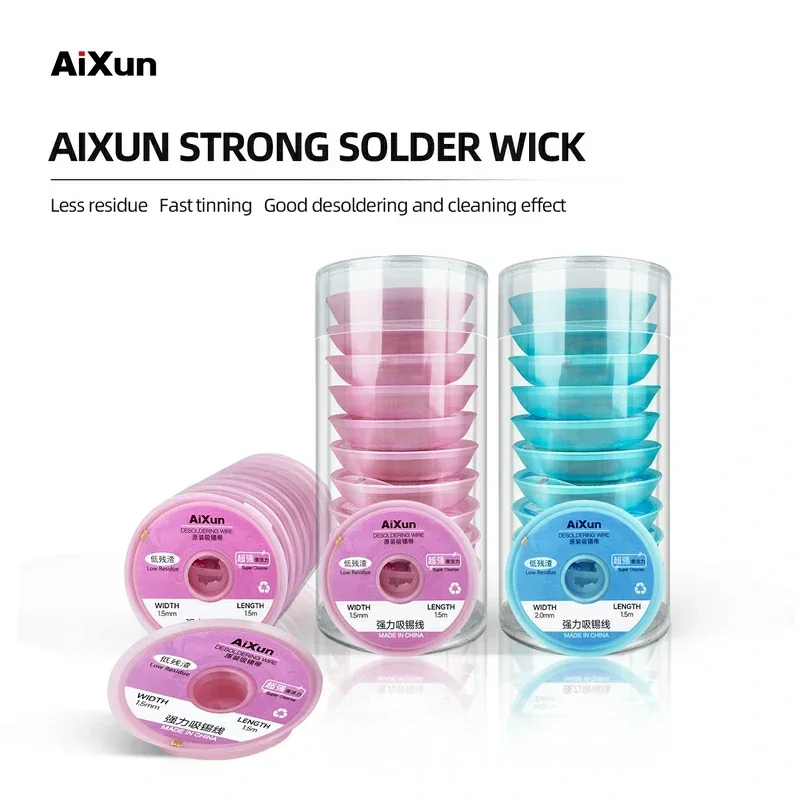 AIXUN 10Pcs/Lot 1.5-2.0mm Wide Desoldering Braid Solder Remover Wick Wire Welding Tin Sucker Cable Lead Cord Flux Repair Tool