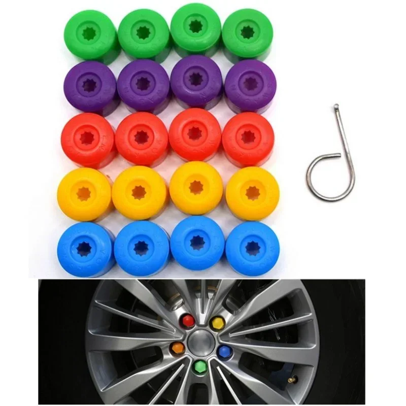 20Pcs Car Wheel Cover Hub Nut Bolt Covers Cap 17mm Auto Tyre Screws Exterior Protection Accessories for VW Golf MK4