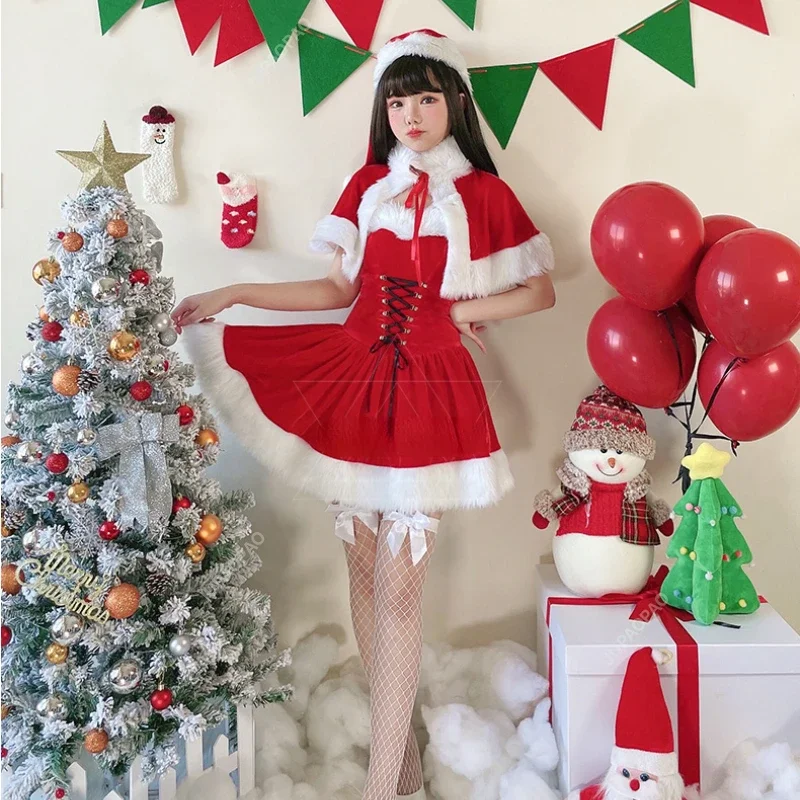 Christmas Women's Dress Role Play Santa Claus Costume Red and White Skirt Costume Elegant Role Play Costume Carnival Performance