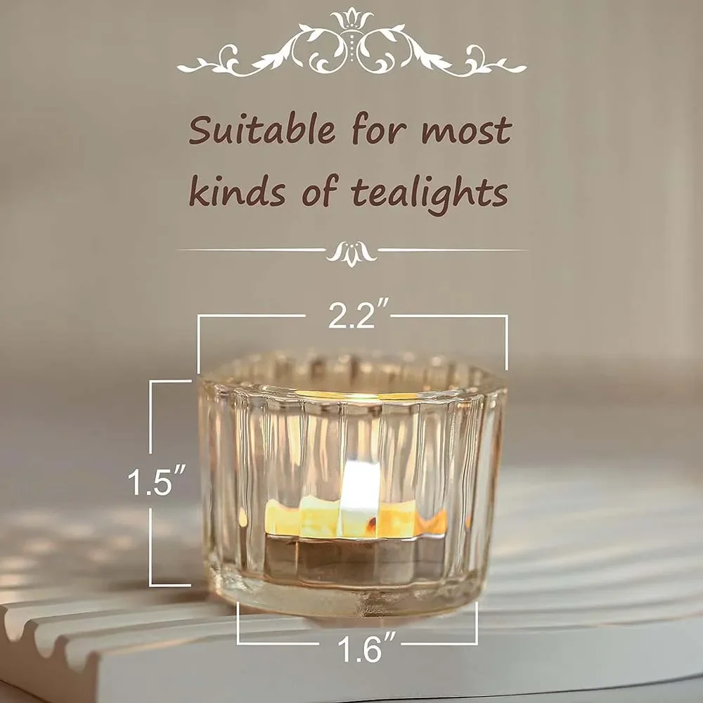 Tealight Candle Holders Thick Clear Glass, Tea Light Holder Bulk, Votive Candle Holders for Wedding Table Decor, Centerpieces