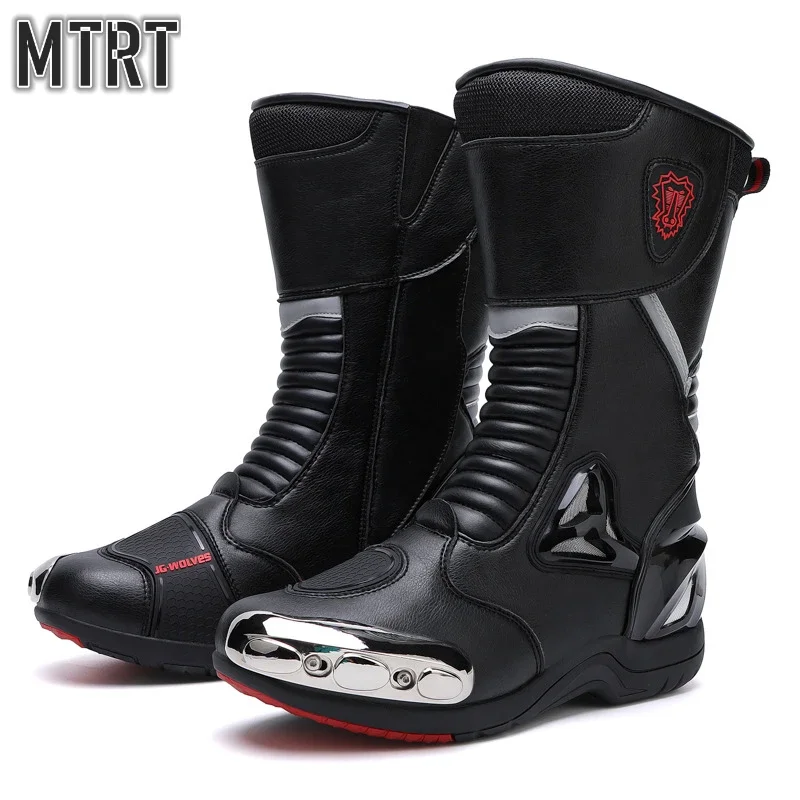 

Motorcycle Boots Men Women Riding Mid-Calf Ankle Protective Shoes Moto Motorbike Equipment Racing Long Boot Motorcycle Equipment