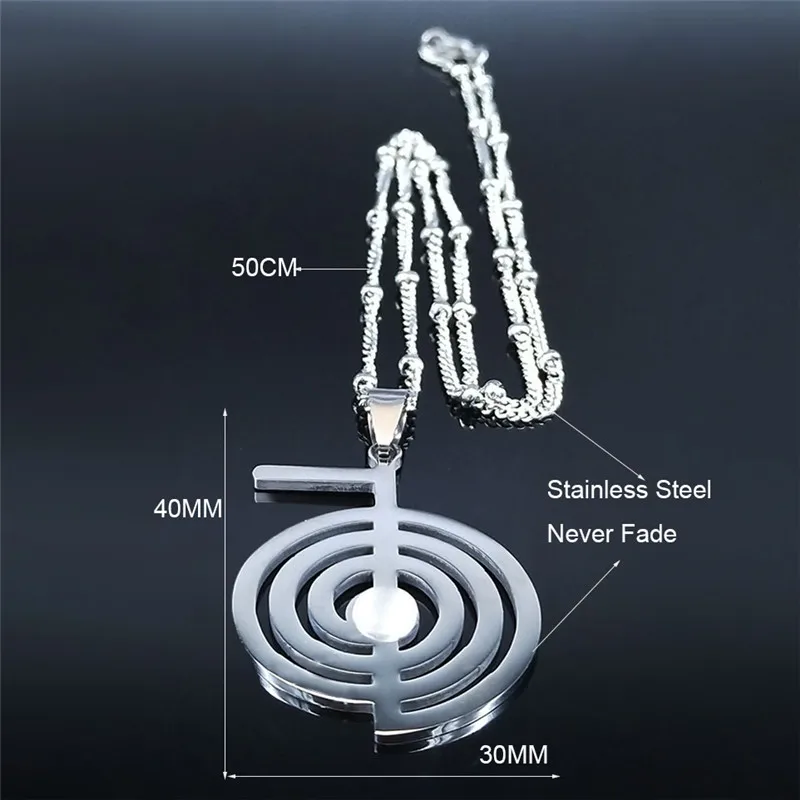 Whirlpool Cho Ku Rei Opal Stainless Steel Chain Necklace Reiki Protection Healing Chokurei Necklace Jewelry cadenas mujer N4242
