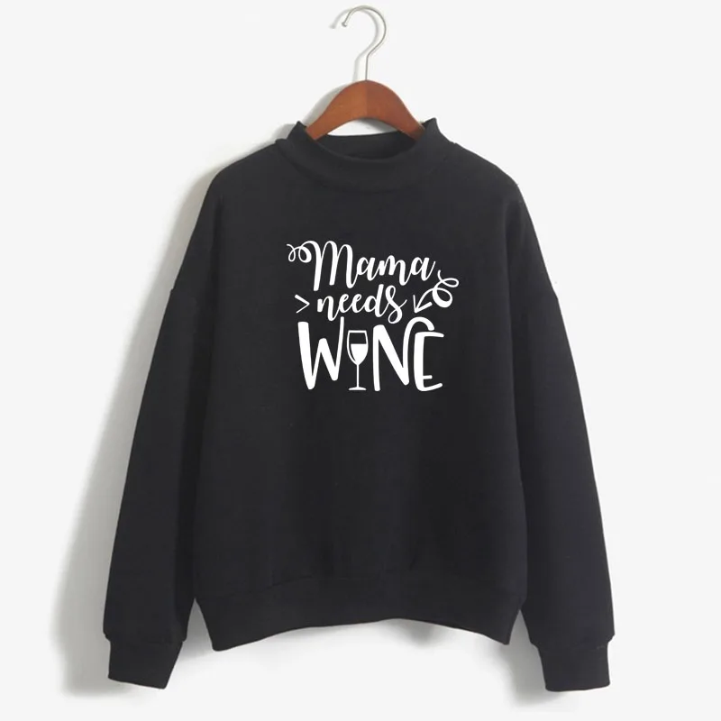 

MAMA NEEDS WINE Print Women Sweatshirt Sweet Korean O-neck Knitted Pullovers Thick Autumn Candy Color women Hip Hop Clothes