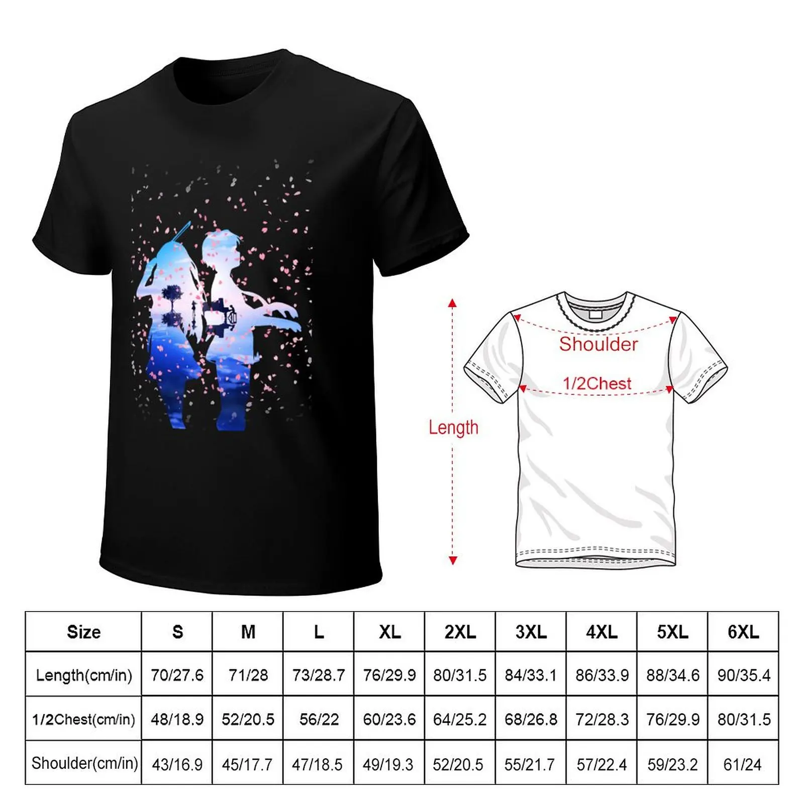 Your Lie in April Shigatsu wa Kimi no Uso Kaori Kousei Anime Cherry Blossoms T-Shirt Casual Loose Short Sleeve Tee for Men