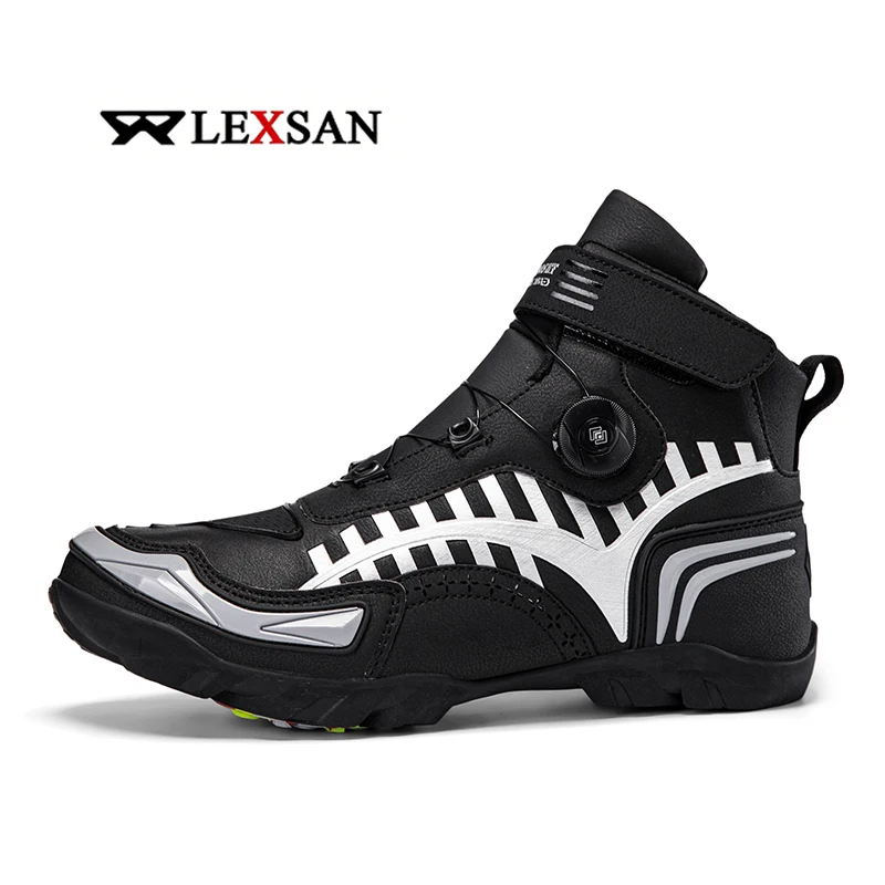Lexsan Motorcycle Boots Men Leather Motos Breathable Anti Slip Wear-resistant Riders Boots Motorbike Racing Ankle Length Shoes