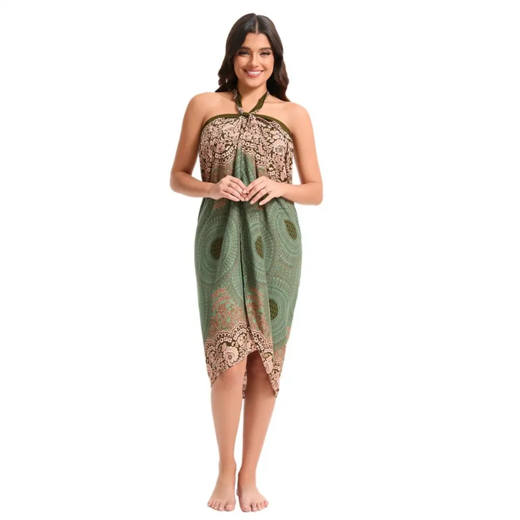 

Spring Summer G002 One-piece Casual Skirt with Garage Holiday Flower Print Southeast Asian Beach Towel Wrap Style