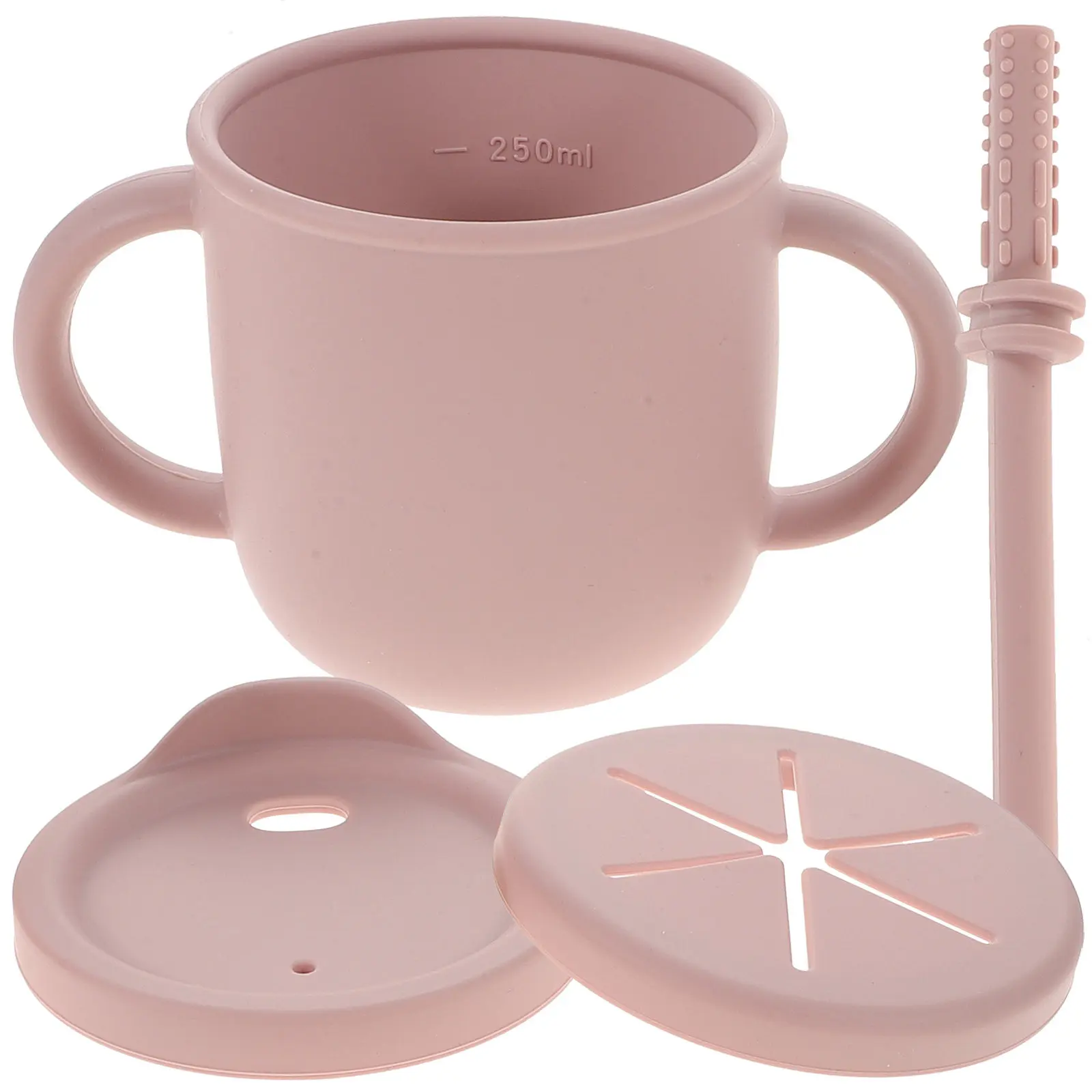 

Toddler Silicone Learning Cup with Two Handles Food Grade Safe Smooth Edge Design Spill Proof Children Drinking