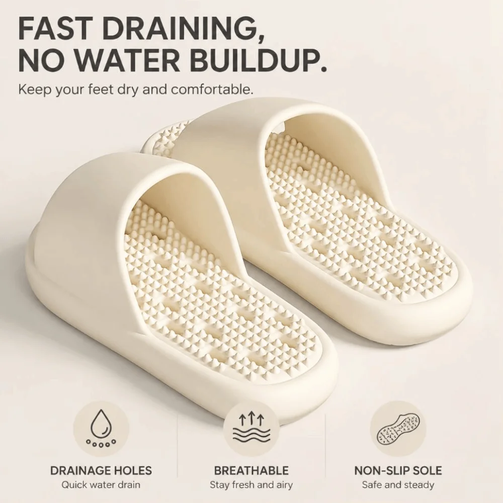 Acupressure Bathroom Massage Slippers Anti-Slip Soft Bottom Women Slippers Anti-odor Lightweight Home Sandals Everyday Outfits