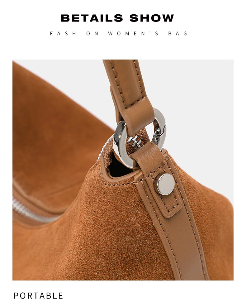 Aidanni Vintage Matte Kuhleder-Unterarmtasche für Damen, 2026 Neue Große Hobo-Tasche mit Quaste, Einzel-Schultertasche – Detail 13