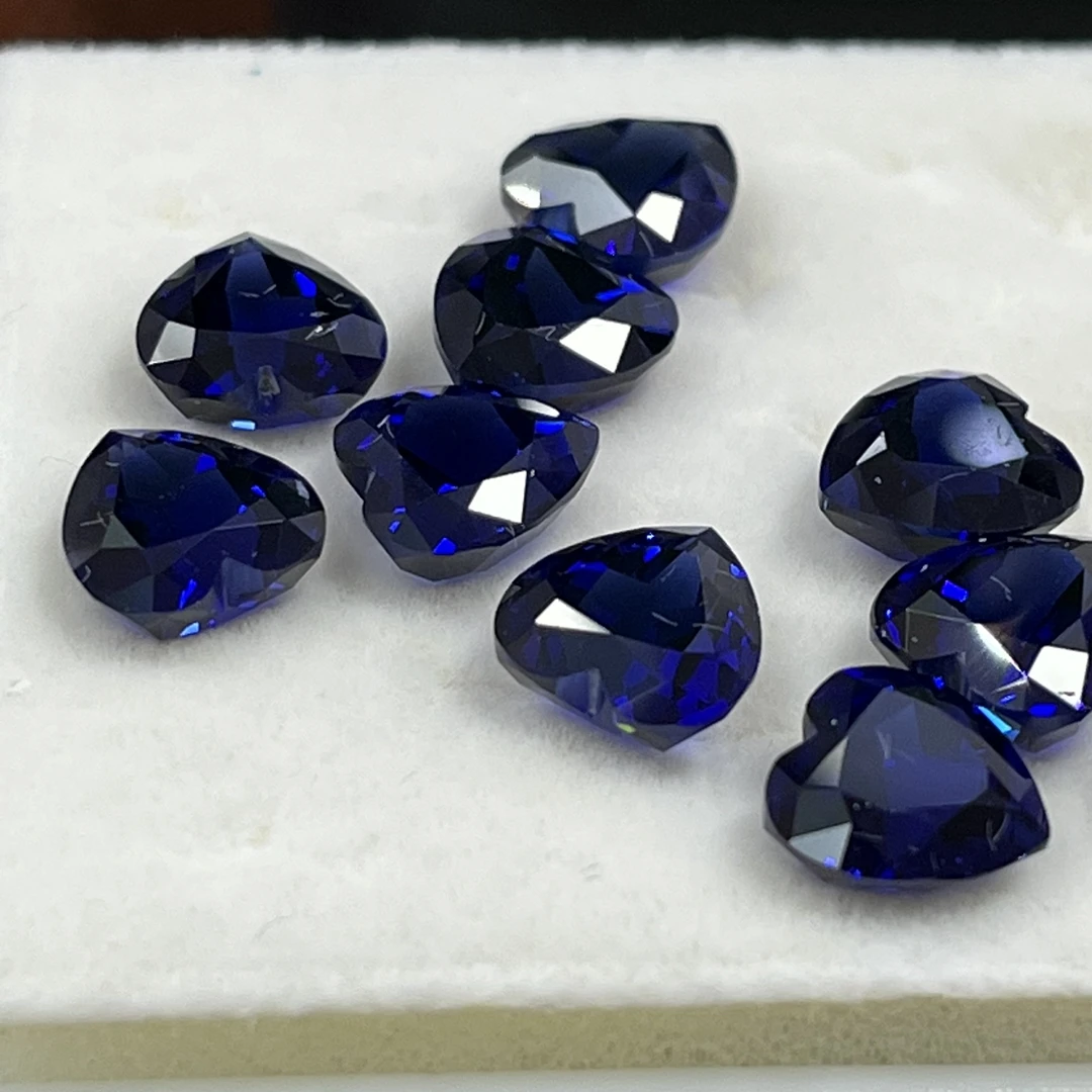 

1PC/Lot Ready Stock 8x8-10*10mm Lab Grown Heart Shape Royal Blue Sapphire