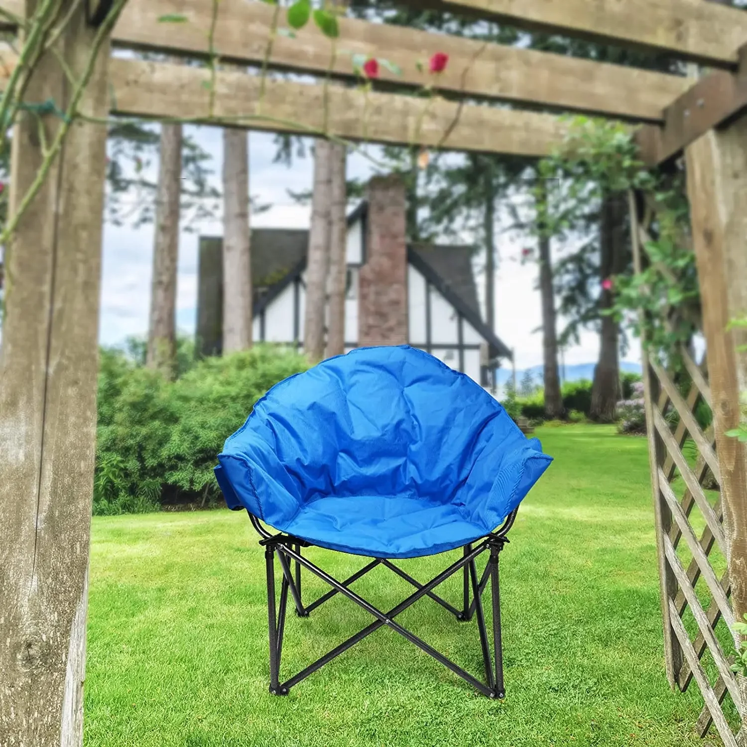 

zz Lightweight outdoor camping chair moon design 600D oxford Compact folding design ultlight shell chair