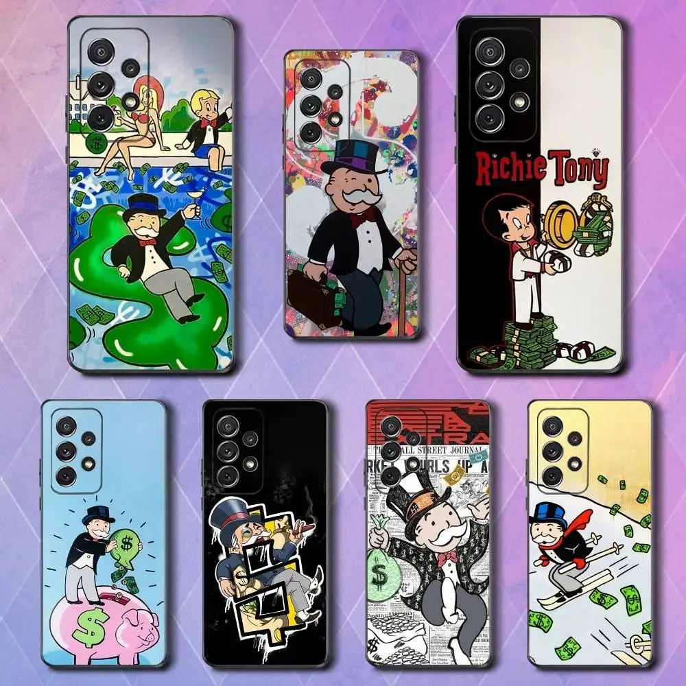 

Dollar A-Alec Monopoly Man Phone Case For Samsung S25,S24,S23,S22,S21,S20,S10,Ultra,Plus,Lite,FE,Soft Silicone Black Cover