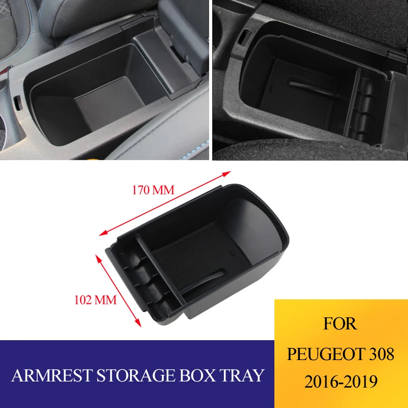 Für Peugeot 308 2016 2017 2018 2019 ABS Auto-Armlehnen-Aufbewahrungsbox Halter Mittelkonsole Ablage Zubehör