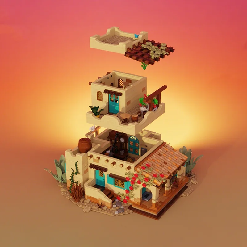 2069 قطعة MOC غروب الشمس مزرعة اللبنات هدية الكريسماس لتقوم بها بنفسك مشروع الهندسة مثالية لتجميع المبتكرين الشباب