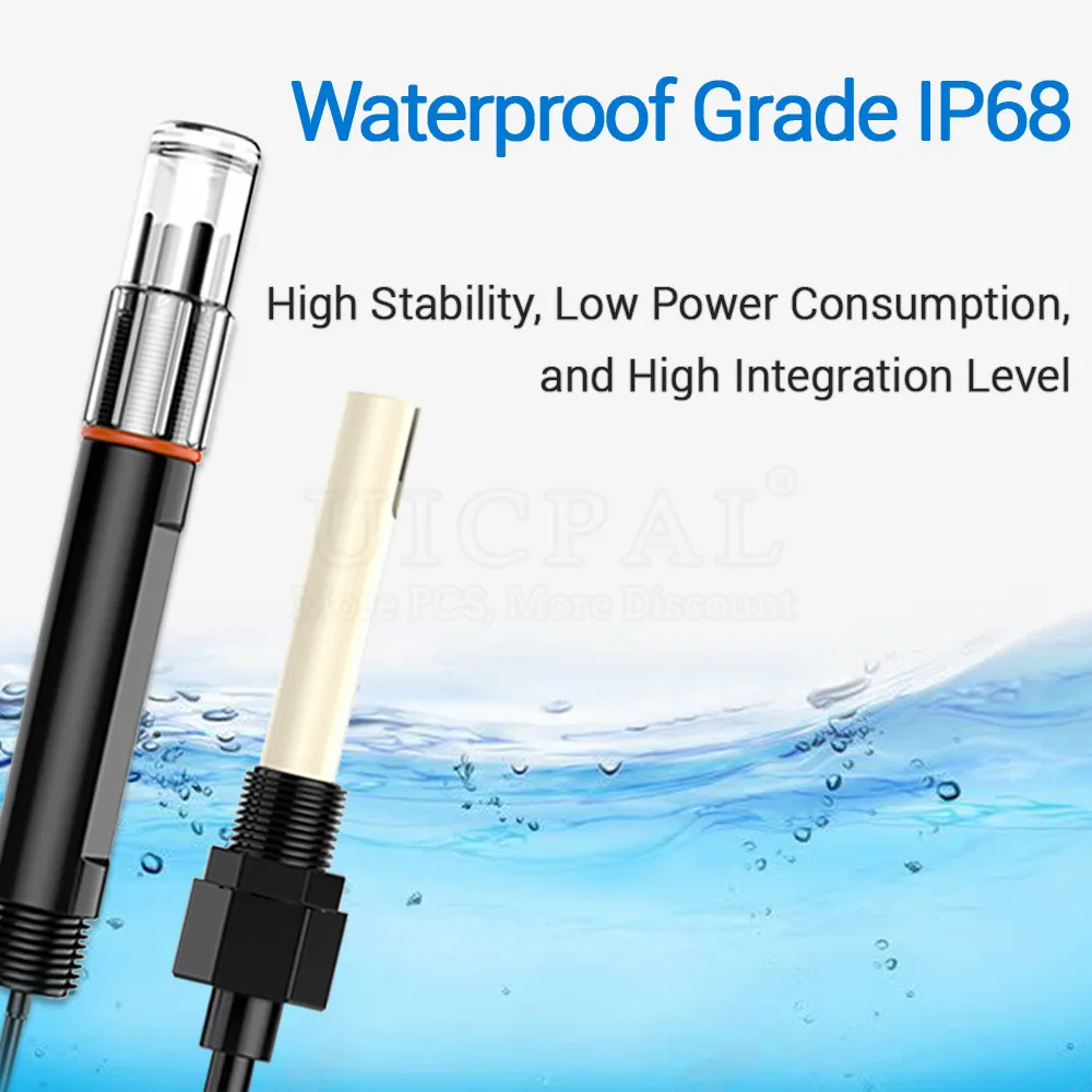 RS485 2-in-1 Sensor Industrial Sewage Monitor for Agricultural Aquaculture Din Rail Type PH EC Plastic Electrode Probe Detector