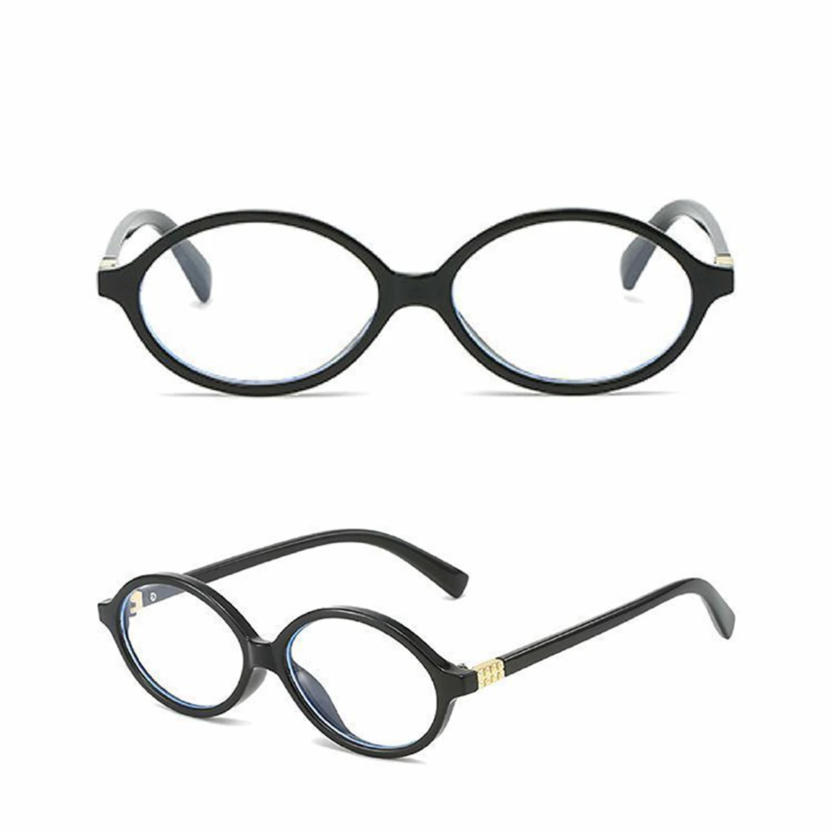 Two-piece Suit Leopard-print Oval Retro Glasses Frame Can Be Equipped with A Degree-proof Blue Face Flat Mirror.