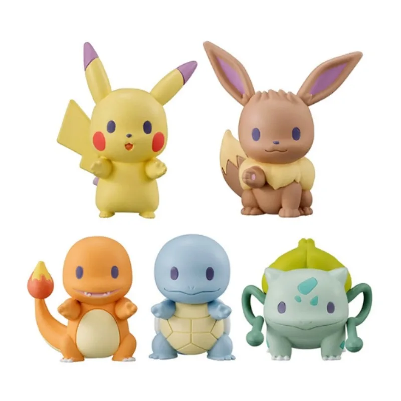 5pcs Pokemon Pikachu Anime Figure Toys Q-Version Pikachu Eevee Charmander PVC Action Figure Car Decoration Ornaments