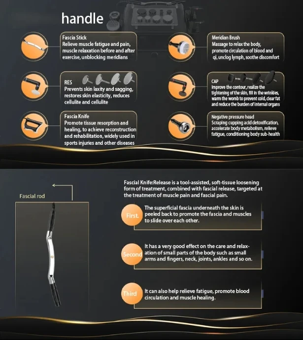 2024 nieuwste 448k gezichts- en lichaamsschoonheidsinstrument, RES+CAP 6 handgrepen, verlicht vermoeidheid, baggermeridianen, reguleren subgezondheid