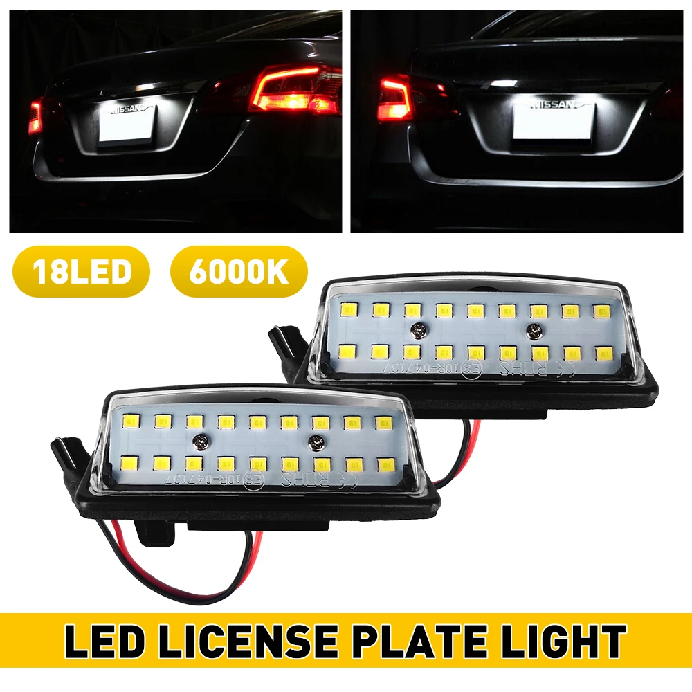 2Pcs Error Free White LED License Plate Light For Nissan Sentra Leaf Altima Sedan Pathfinder Rogue Select Maxima Quest Murano