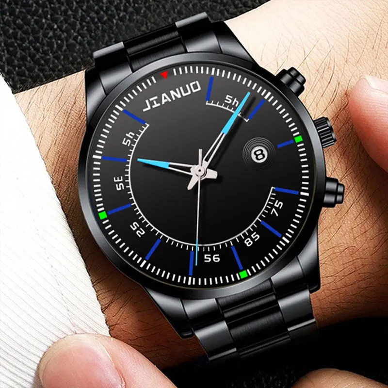 YIKAZE 남성용 비즈니스 쿼츠 손목 시계, 캐주얼 럭셔리 스테인레스 스틸 스트랩, 학생 패션 스포츠 시계