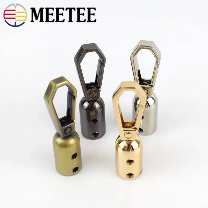 2/4/10pcs 8.6x46mm Handbag Tassel Cap Clasp Hook Bag Hanger Metal Buckles Bags Strap Stopper Cord Lock DIY Hardware Accessories